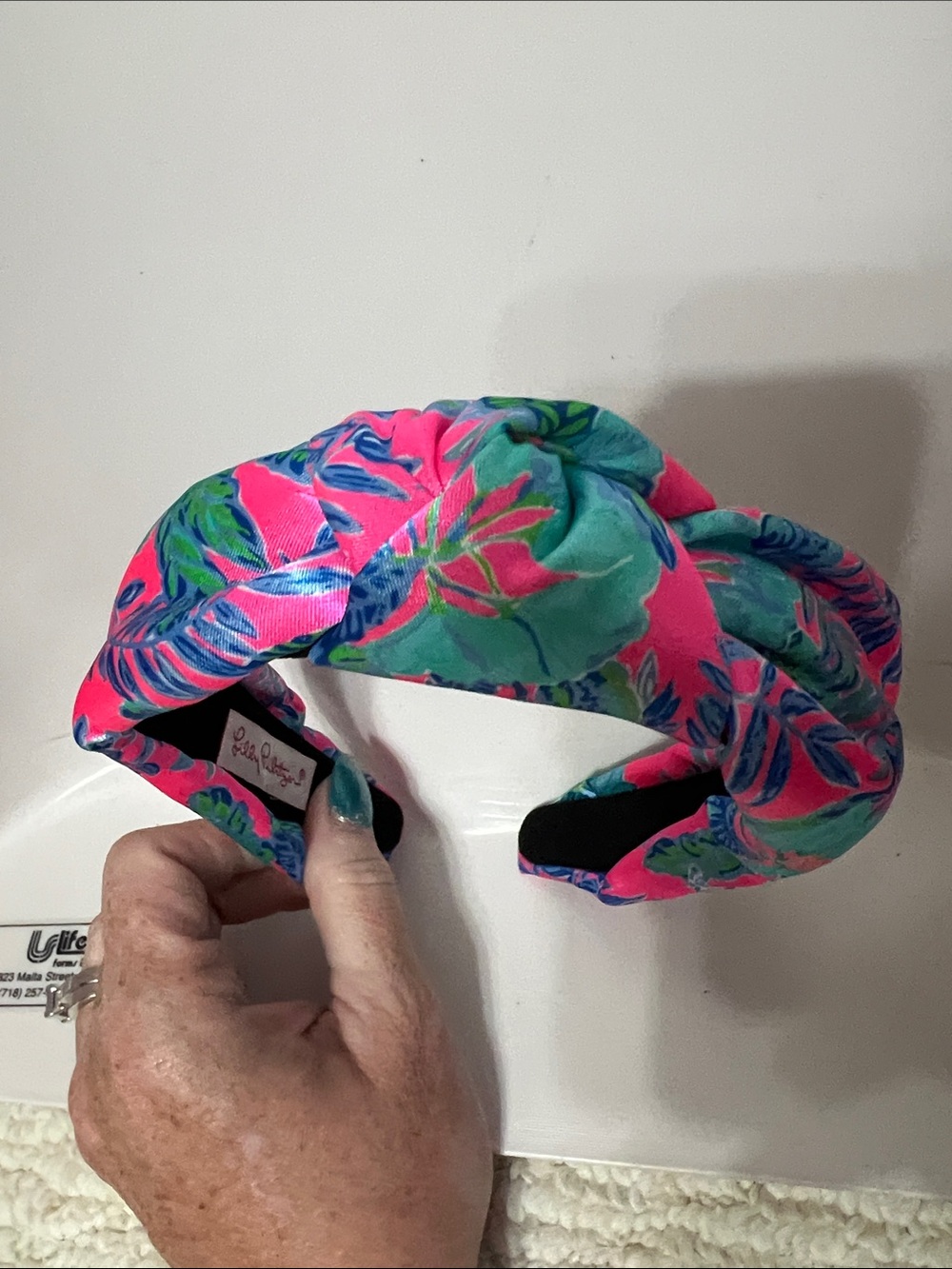 Lilly Pulitzer Pink and Turquoise Floral Twist Headband